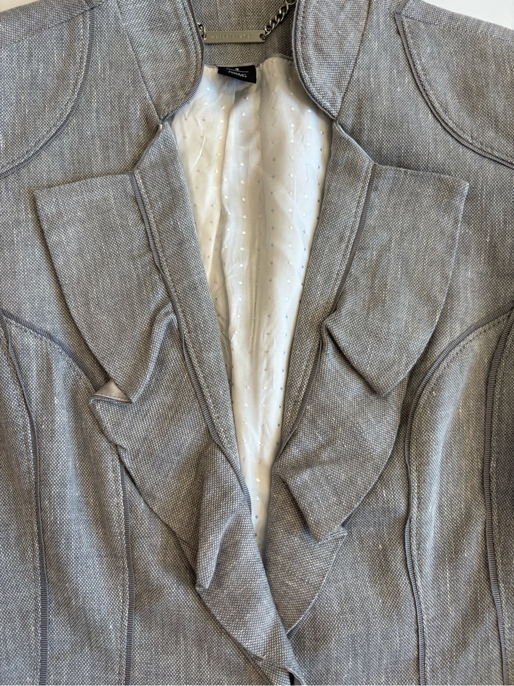 White House Black Market Women's Ruffle-Trim Gray Blazer 4